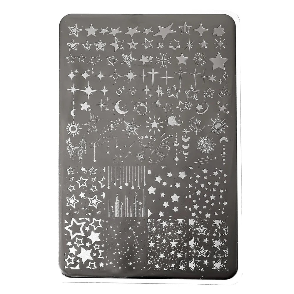 14.5x9.5 Cm Moon Stars Stencils Multi Shaped Stars Nail Art Stamping Plates for Nail Art Stamp Image Printed Manicure DIY Tools