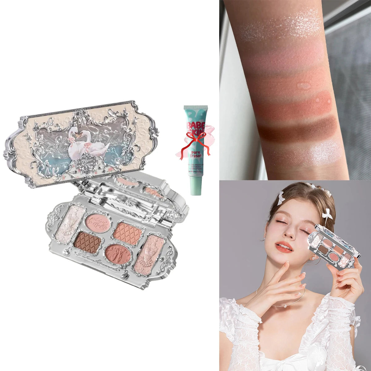 Flower Knows Chocolate Wonder-Shop 8-Color Eyeshadow Palette Matte Shimmer Waterproof Highly Pigmented Long Lasting Makeup