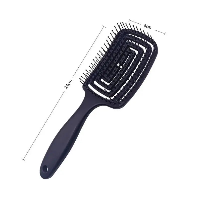 Hollow-Out Curved Detangling Brush – Volumizing Styling Brush with Rounded Tips, Scalp Massage & Blow-Dry Design for High Crown