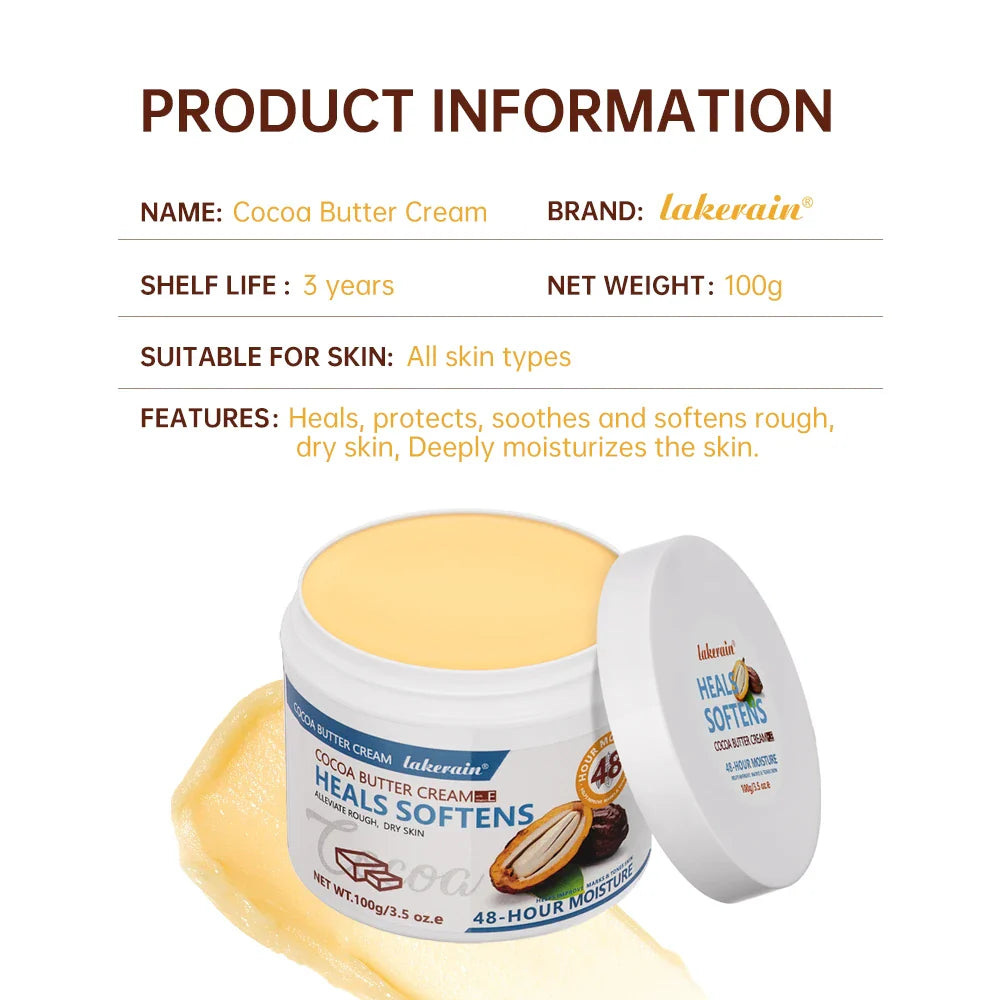 Cocoa Butter Cream Body Lotion Helps soothe rough, soften dry skin Vitamin E helps improve skin For use on body and face