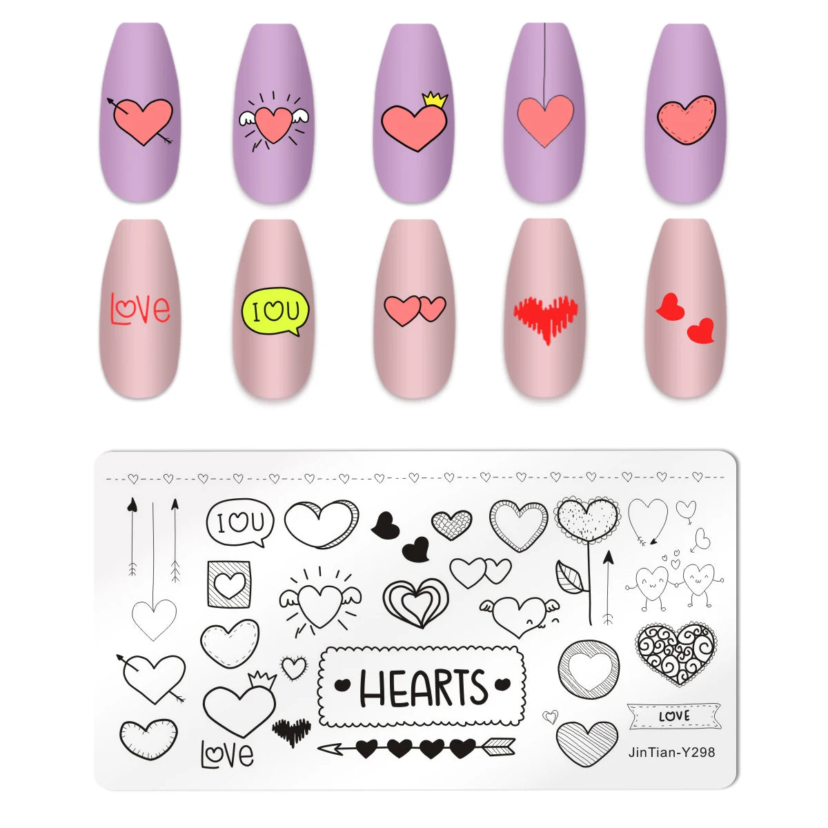 Valentine's Day Nail Stamping Plates Rose Flower Love Theme Nail Art Plate Stainless Steel Halloween Nail Design Stencil Tools