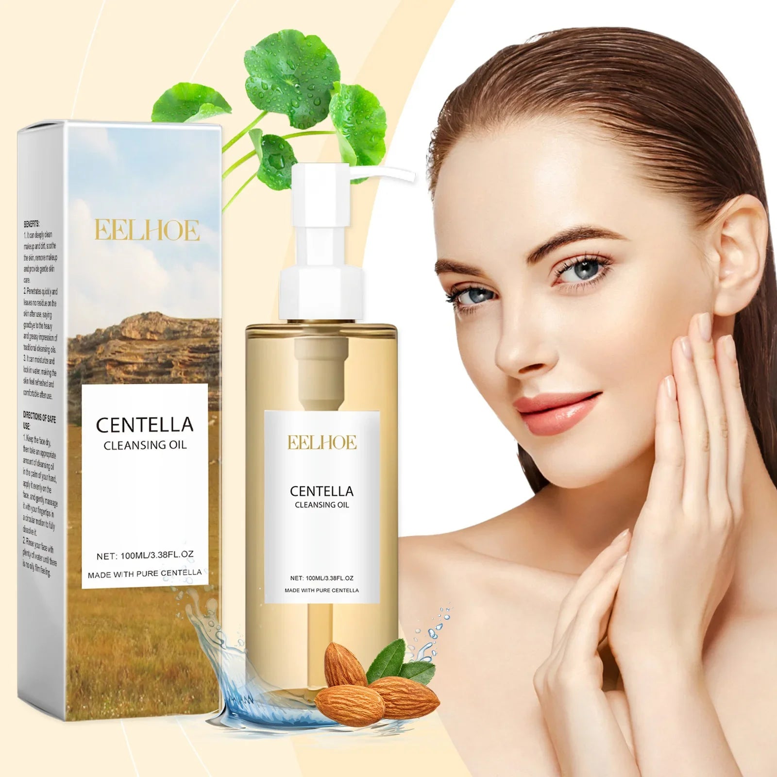 EELHOE Centella Cleansing Oil Facial Makeup Remover Moisturizing for Face Shrink Pores Removal Cleansing Oil Sensitive Skin Care