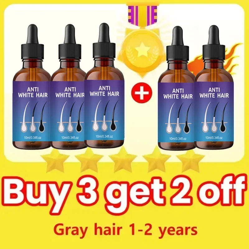 24 NEW White To Black Gray White Hair Serum Natural Color Repair Nourish Essence Anti-gray Care for Men Women