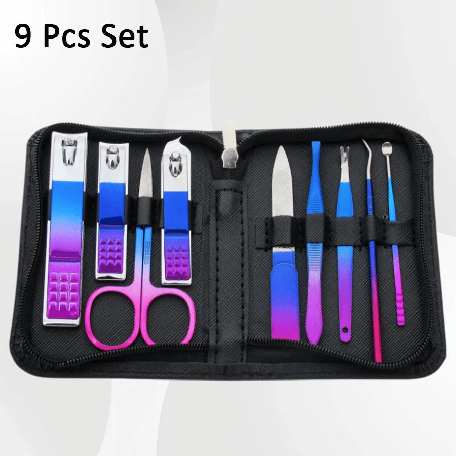 9-30pcs Set Professional Stainless Steel Manicure & Pedicure Kit Precision Nail Care with Travel Case with Nail Clipper Scissor