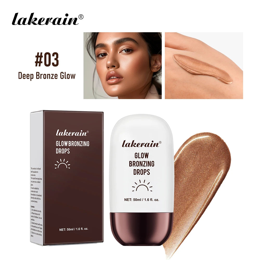 Lakerain Glow Bronzing Drops Nourishing Non-greasy Natural Glow Liquid Bronzer Cream Skincare Makeup Sunkissed Complexion