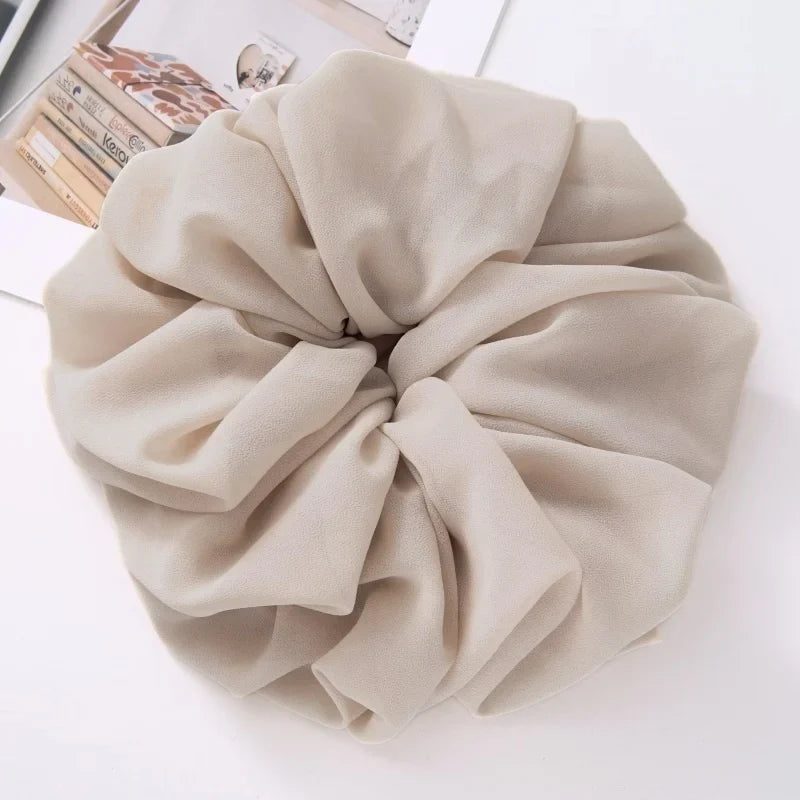 Big Size Chiffon Scrunchies For Muslim Women Custom Elastic Volumizing Oversized Neat stitching Malaysian Bunch Hair Tie
