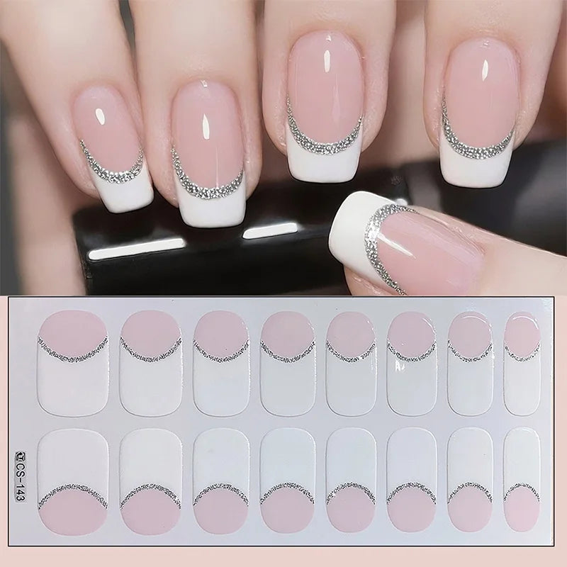Full Cover Nail Stickers Fashion Nail Polish Nail Decoration Sparkling Glitter Self Adhesive Manicure Designer Nail Art Sticker