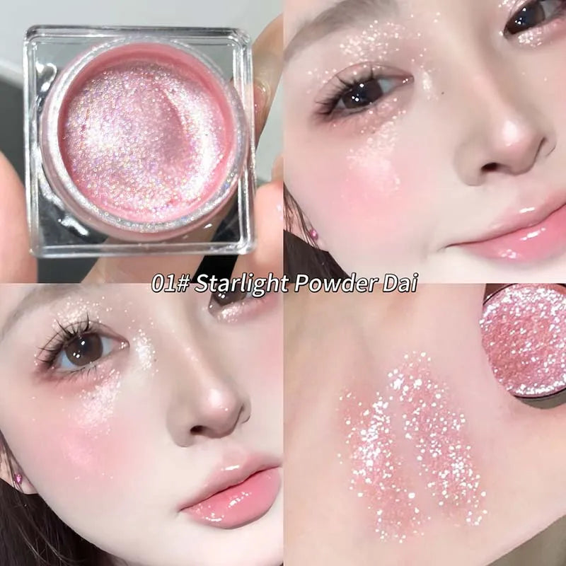 Waterproof Diamond Highlighting Liquid Pink Pearlescent Eyeshadow Gel Pink Purple Lying Silkworm Highlighter Liquid Gel Make Up