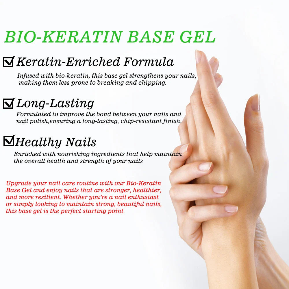 KODIES GEL Bio Keratin Rubber Base Coat UV Gel Nail Polish Vitamin Formula Repair Nail 15ml Semi Permanent Manicure Strengthener