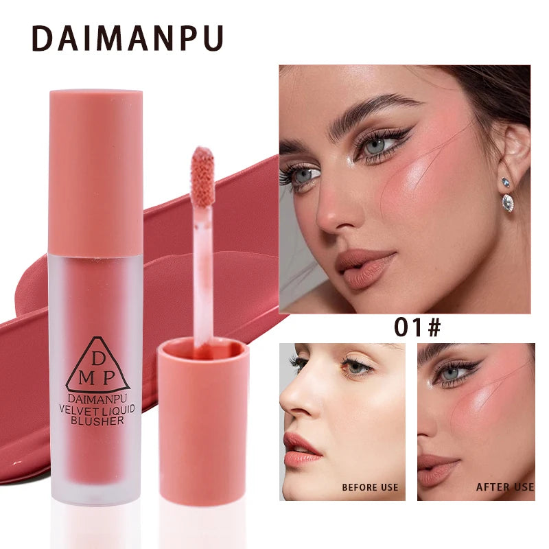 Pink Liquid Powder Blusher Creates Healthy Ruddy Complexion Waterproof Moisturizing Hard To Take Off Makeup Facial Cosmetics