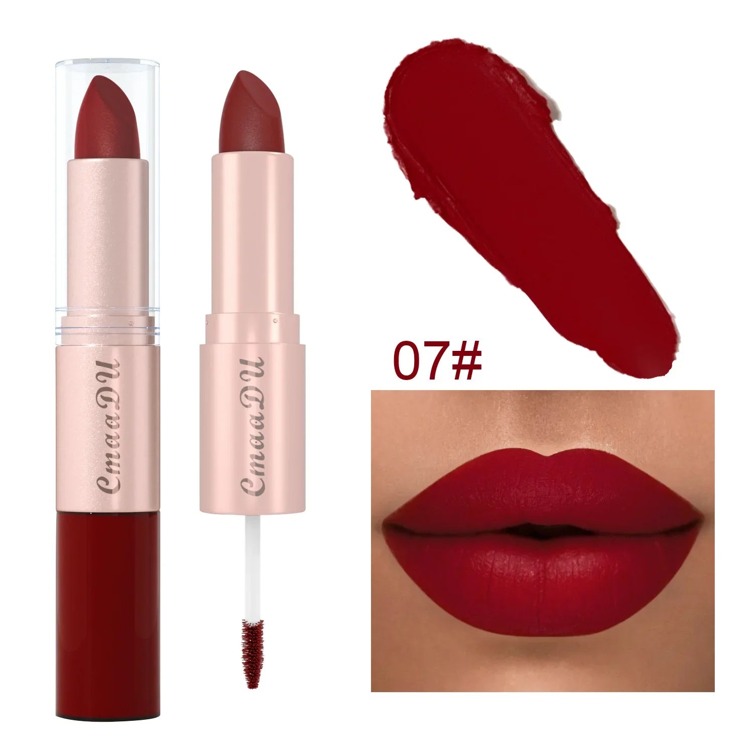 Double Ended Matte Lipstick Waterproof Nude Matte Velvet Glossy Lip Gloss Lip Balm Sexy Red Lip Tint Women Fashion Makeup Gift