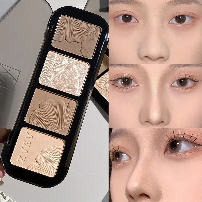4 Color Contouring Highlighter Shading Palette Natural Nose Shadow Aegyosal Face Three-dimensional Matte Brighten Bronzer Makeup