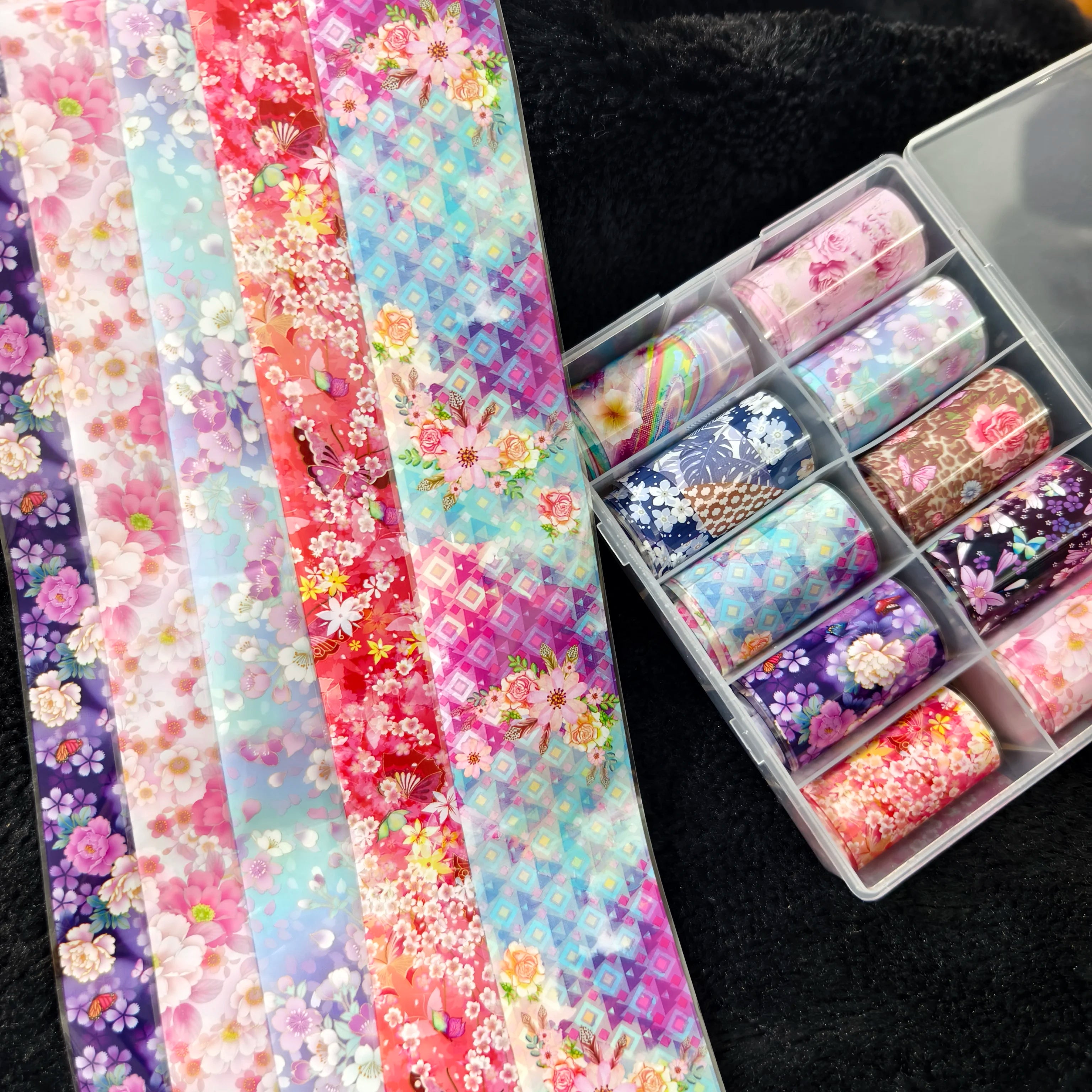 10Rolls Halloween Flower Plaid Angel Marble Bow Nail Foils Transfer Paper Nail Art Stickers Decal Nails Decoration