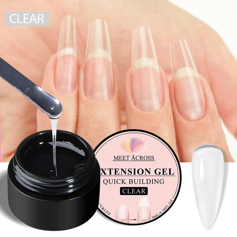 MEET ACROSS 8ml Milk White Quick Extension Gel Nail Polish Vernis Semi Permanent Soak Off Nail Art UV Gel LED Varnish Nails