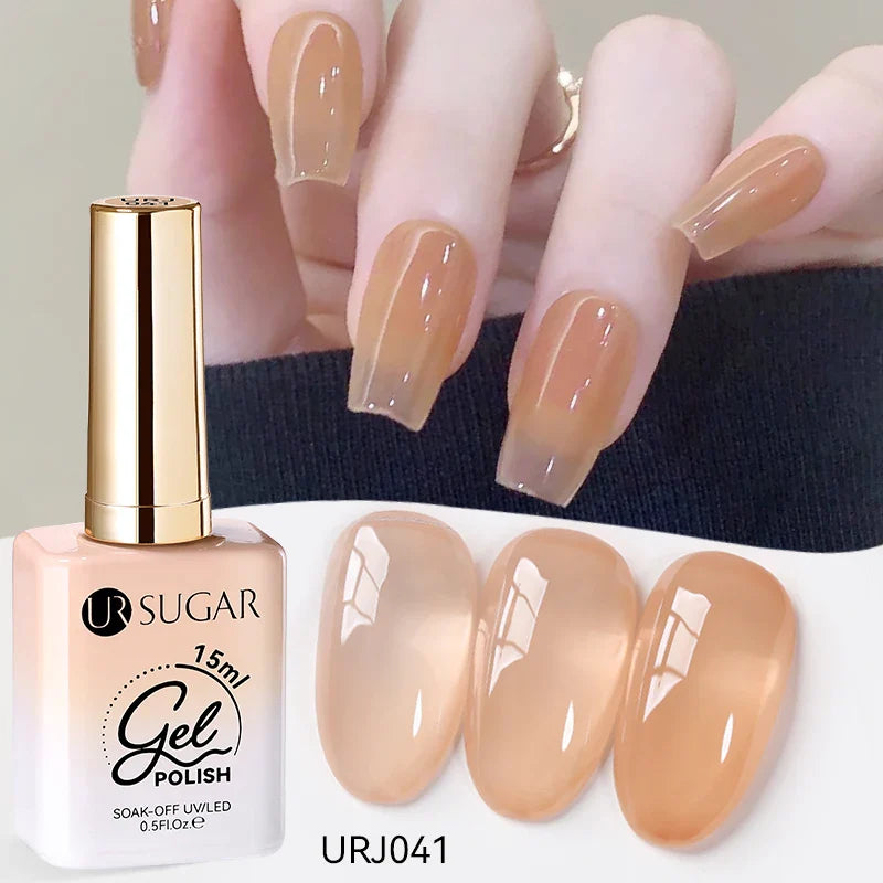 UR SUGAR 15ml Jelly Nude Gel Nail Polish Light Pink Translucent Color Soak Off UV LED Gel Varnish Nail Art DIY Fashion Manicure