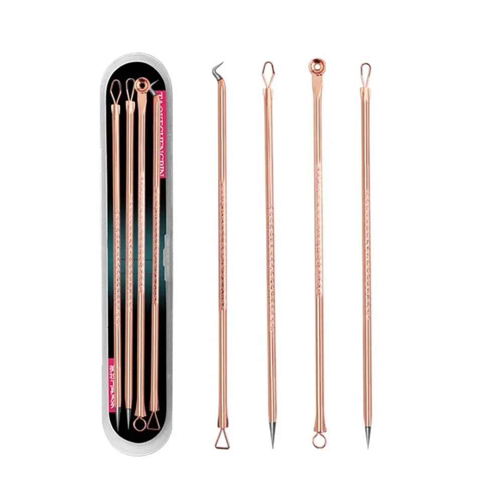 4PCS Acne Blackhead Comedone Black Spot Pimple Blemish Remover Skin Care Women Beauty Acne Treatment Pore Cleanser Needle Hook