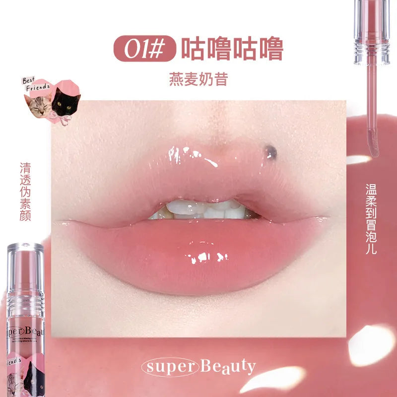 FLORTTE Lip Plumper Gloss Essence Moisturizing Korean Lipstick Lip Oil Lip Glaze Base for dark lips