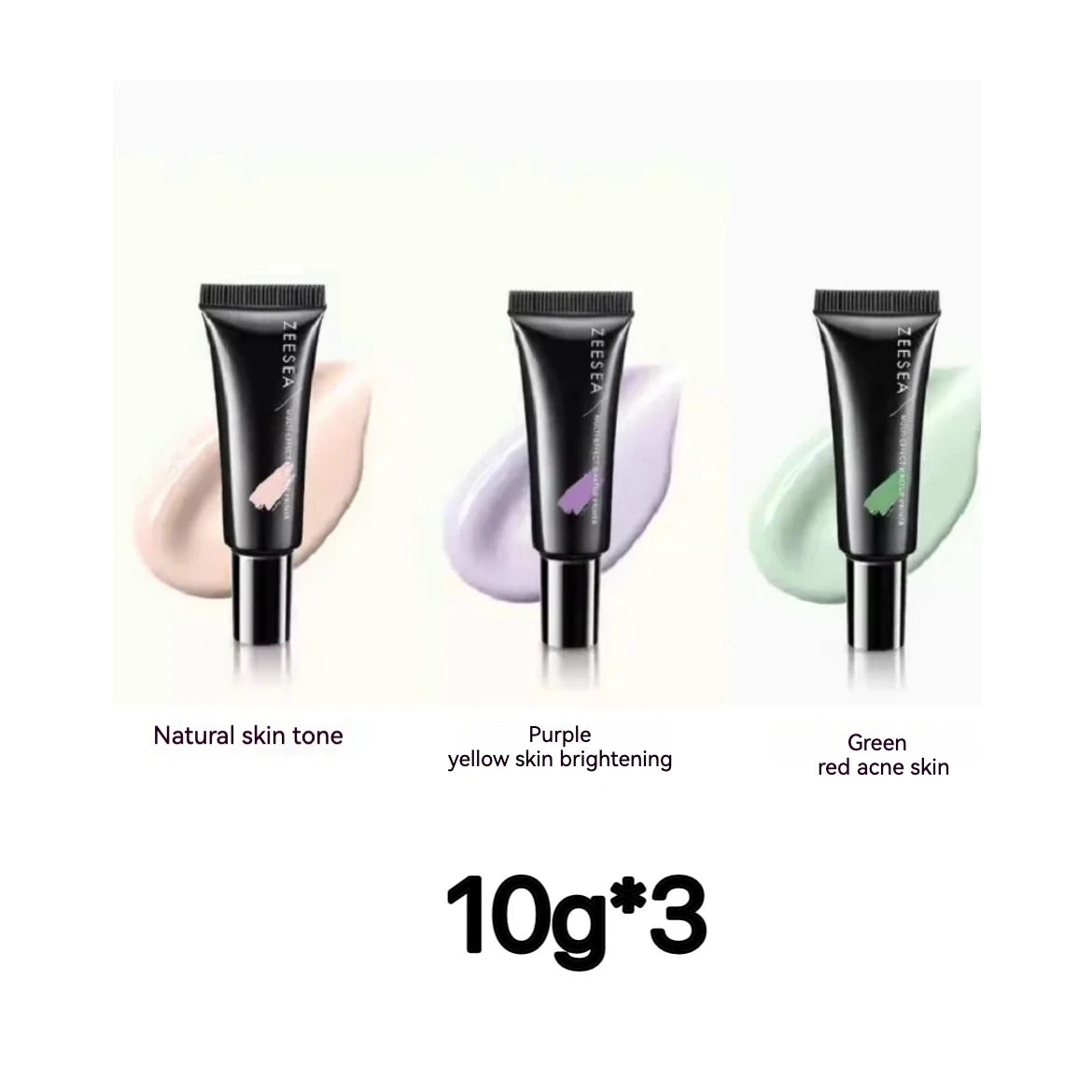 ZEESEA 3in1 Primer Concealer BB Cream Makeup Base Natural Liquid Foundation Longlasting Invisible Pores Whitening Grooming