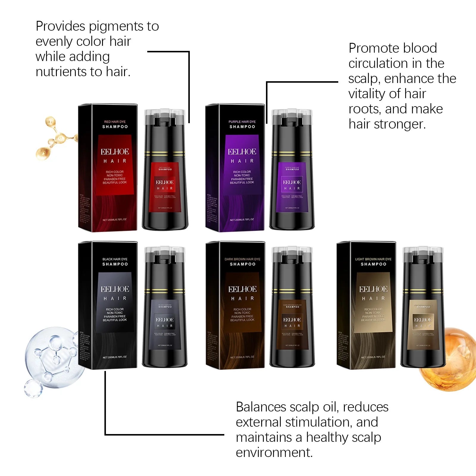 EELHOE Hair Dye Shampoo Nova Hair Instant Dye Shampoo Men Women Quick Easy Safe Hair Color Gray Hair Coverage Nourish Scalp