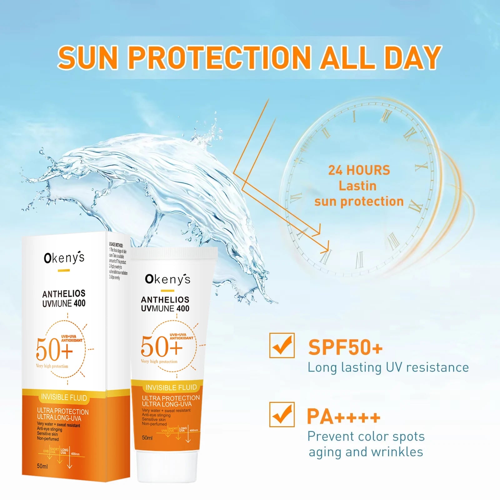 Original 50ml Face Sunscreen Ultra SPF50+ Body Sunscreen Anti-Imperfection Anti-Shine Invisible Fluid Sunscreen