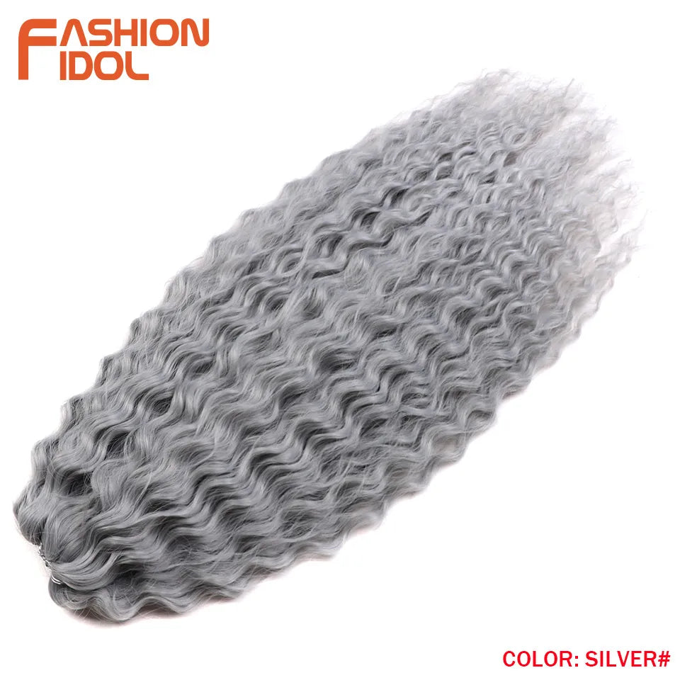 FASHION IDOL Ariel Twist Crochet Hair Synthetic 22 Inch 300g 3 Bundles Water Wave Hair Extensions Ombre Blonde Braid Curly Hair