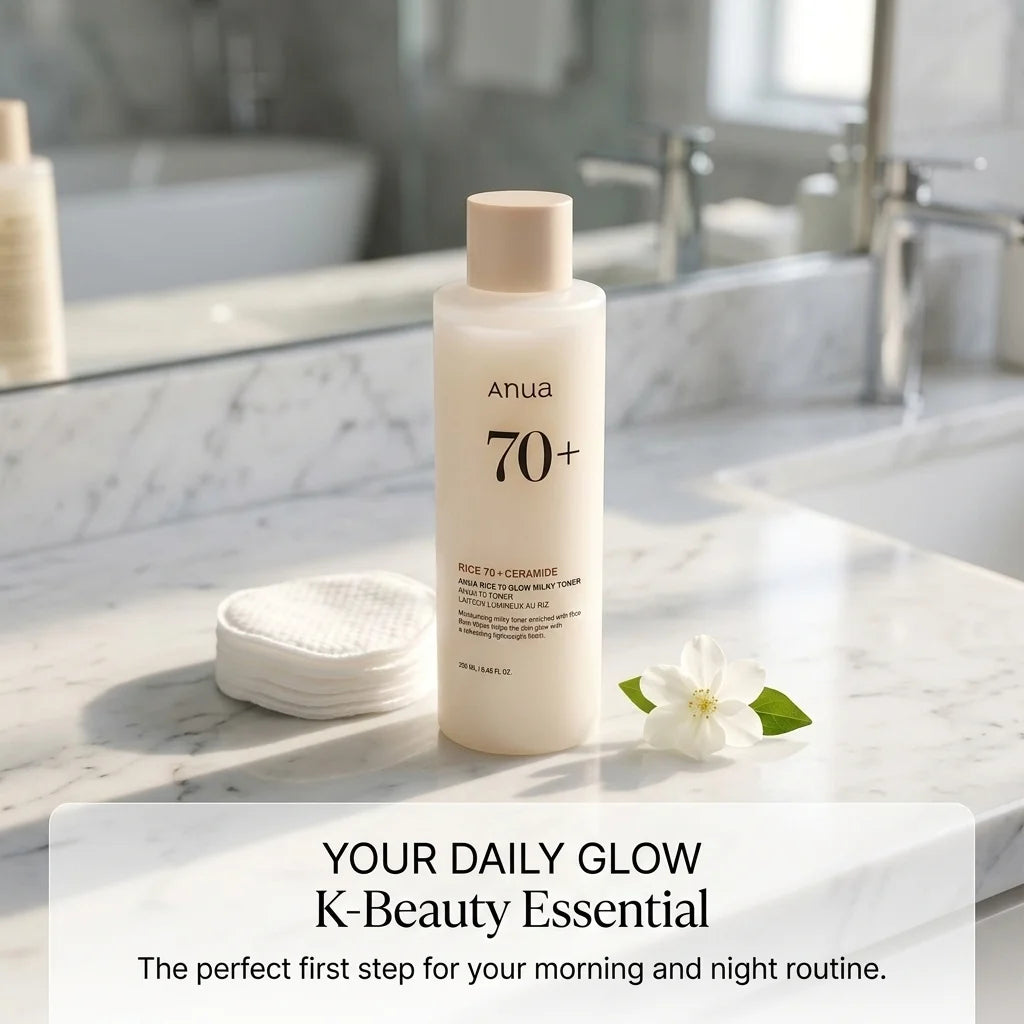 Anua Rice 70 Glow Milky Toner, Moisturizing and barrier care, niacinamide, ceramide, all skin types, Korean skincare products
