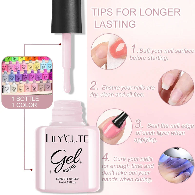 LILYCUTE 6PCs/Set Gel Nail Polish Set Kit Glitter Nail Gel Sequin Vernis Semi Permanent For Manicure Varnish UV LED Nail Art Gel