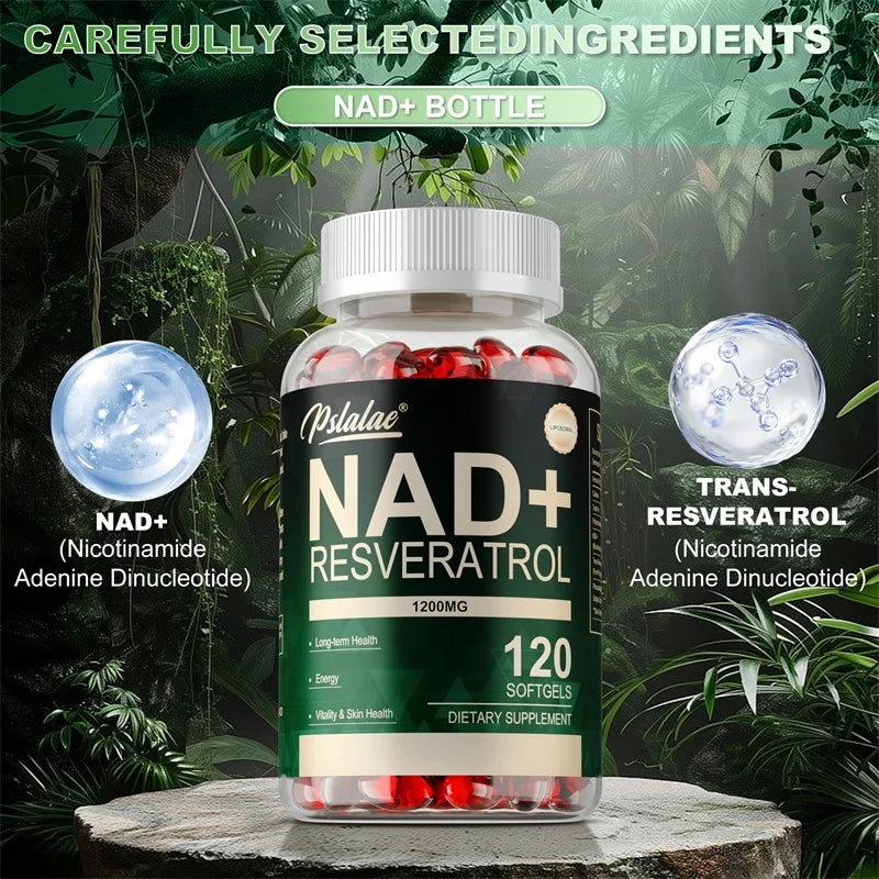 NAD+ Resveratrol - Supports Cell Health, Brightens Skin, Improves Energy and Vitality, Antioxidant
