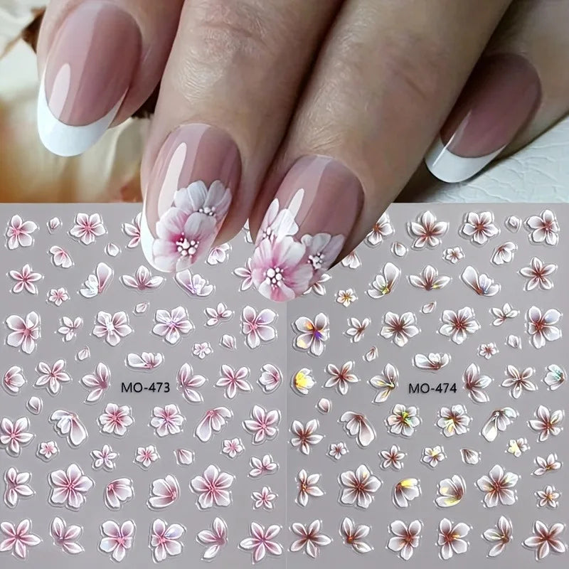 Spring and summer gradient ink flower nail stickers, used for DIY nail decoration in daily life, festivals, parties, and wedding