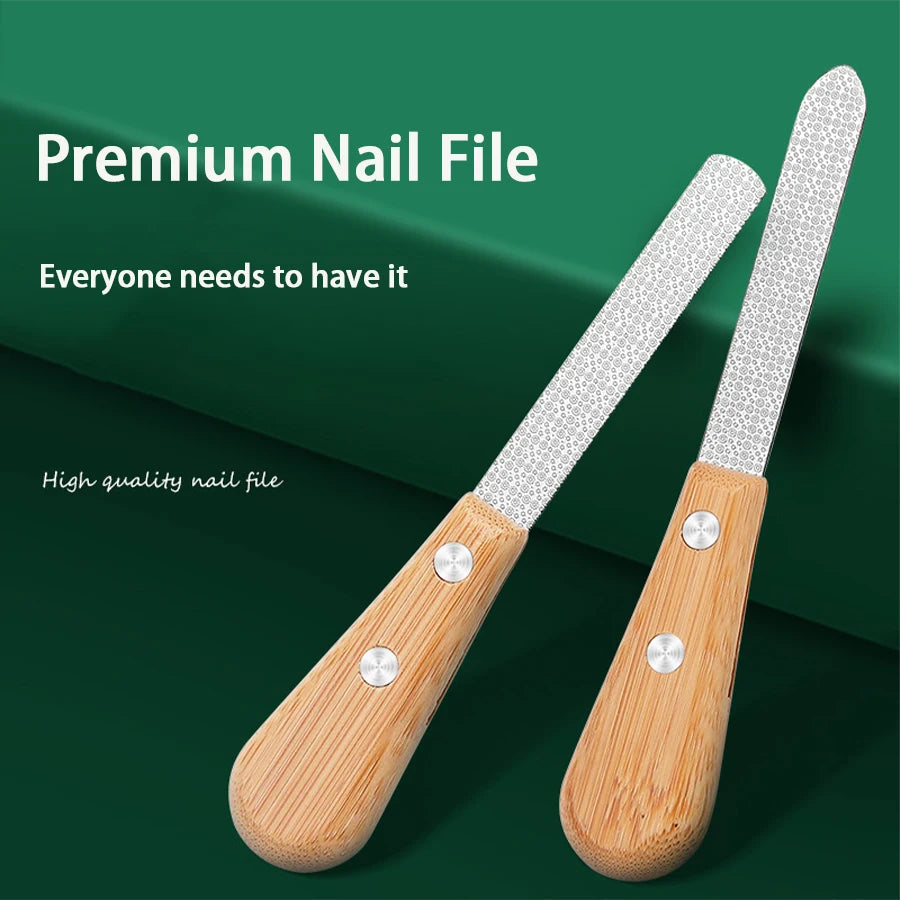 Stainless steel Double-sided Nail File With Bamboo Handle Nail Polishing Tool Polishing Tool High-end Nail Polishing Manicure