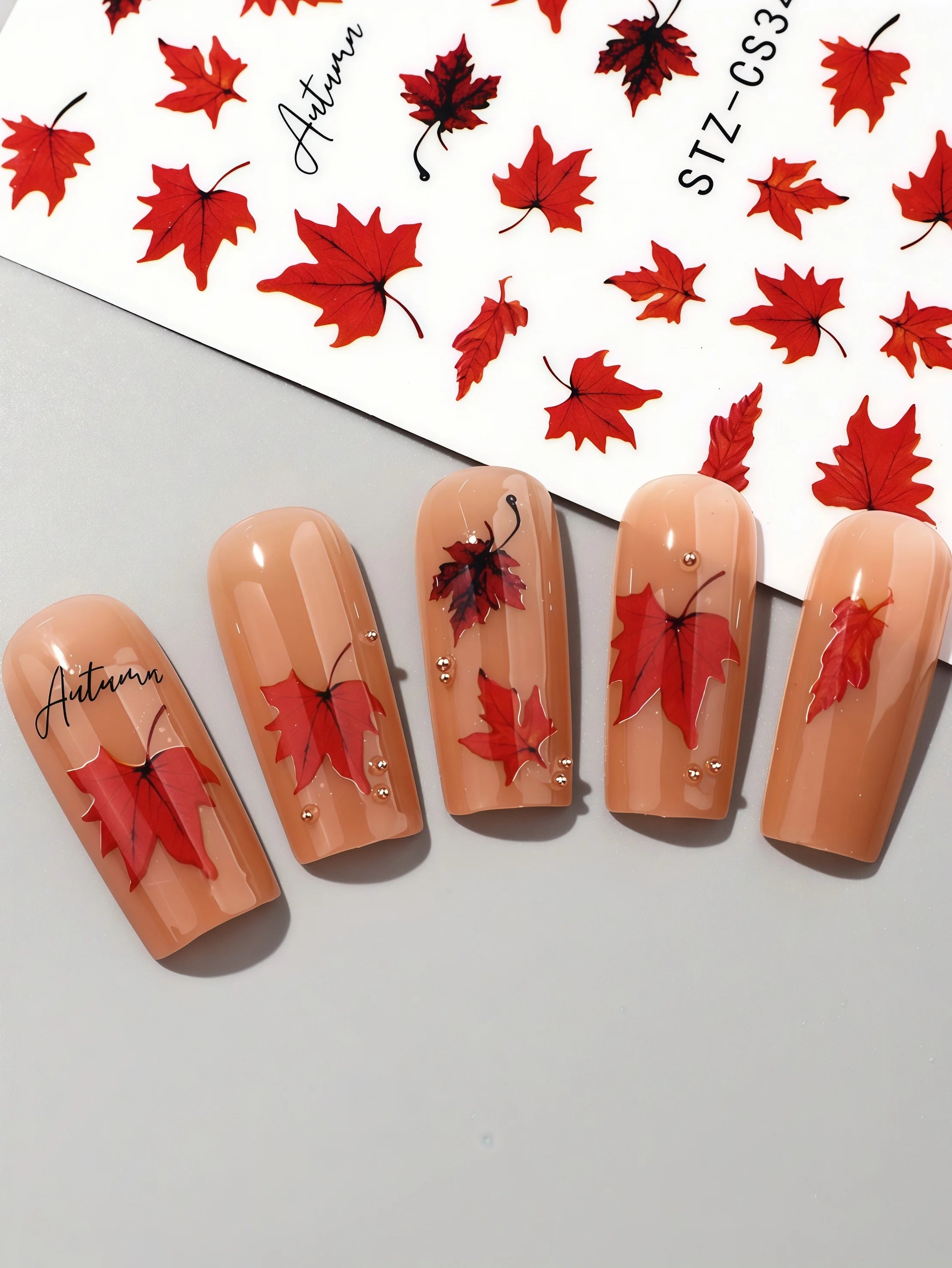 1pcs autumn maple leaf nail art sticker autumn orange yellow autumn leaf nail sticker design slide, used for year-round nail art