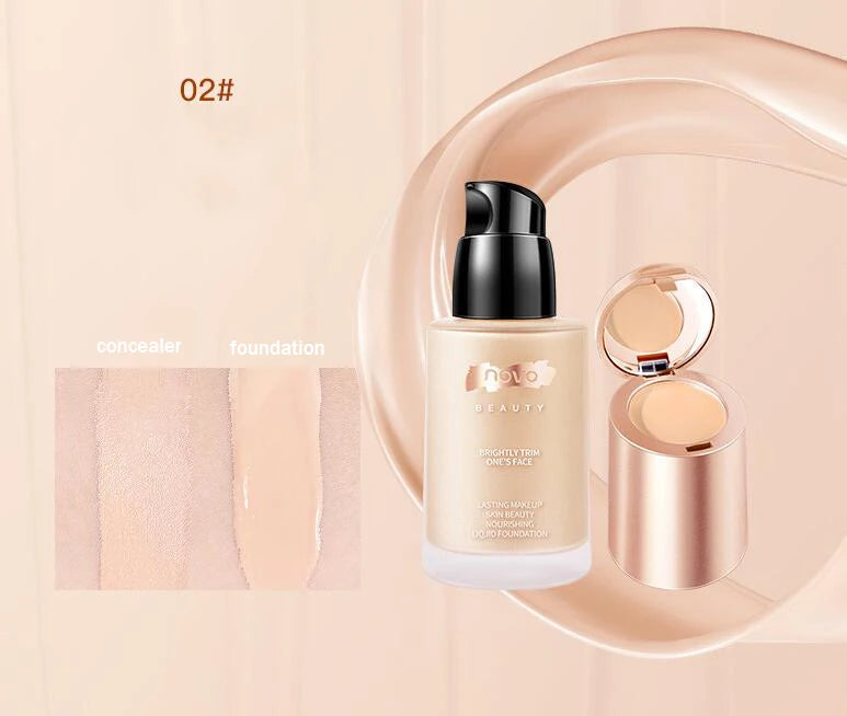 NOVO Professional new liquid foundation concealer cream 2 in 1 face base korean lasting makep 30ml private label