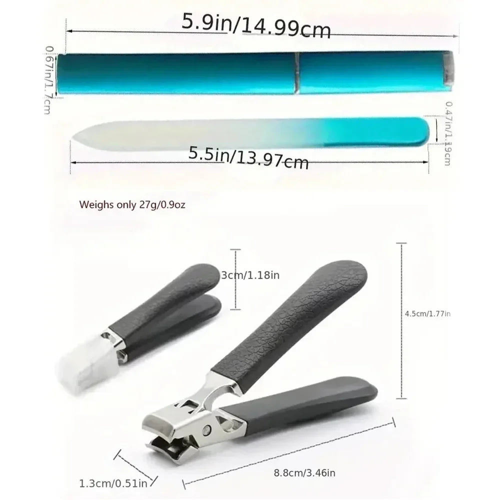 Professional Stainless Steel Nail Clippers Set for Thick Nails Anti-Splash Sharp Trimmer Nail Pedicure Manicure Tools for Men