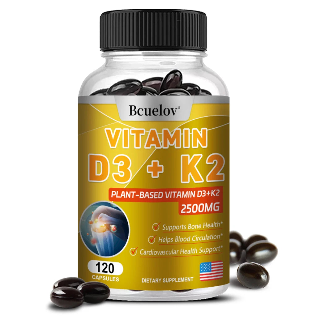 Vitamin D K2 Supplement - Vitamin D3 5000 IU + K2 600 Mg, Supports Bone Health, Helps Circulation, Cardiovascular Health Support