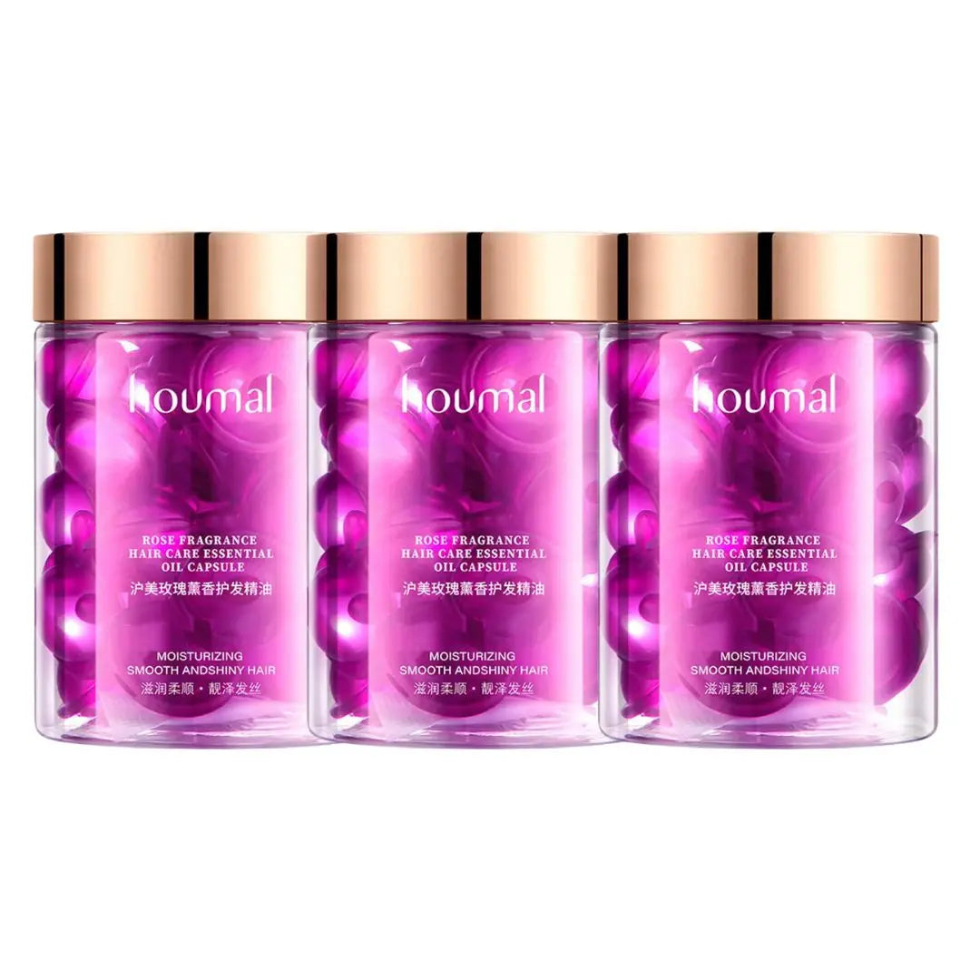 Hair Styling Serum for Frizzy & Dry Hair Rose Essence Oil Capsules Leave-in Anti Frizz Conditioner Repairs Dry, Damaged Hair