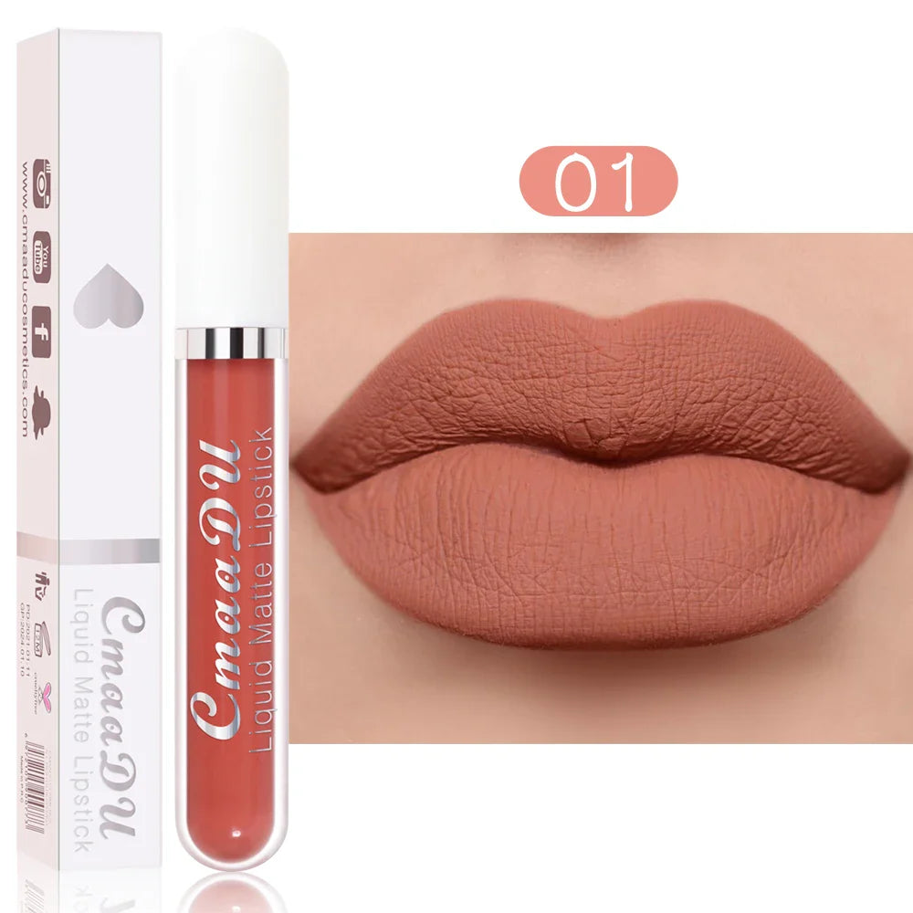 CmaaDu 1 Pcs Matte Lip Gloss Liquid Lipstick- Lip Stains with Long-Lasting Waterproof, Adult Age Range, Red Tones Easy to Color
