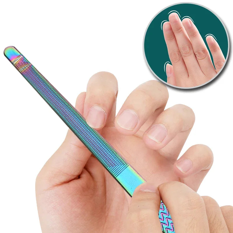 Nail Files Durable Stainless Steel Professional Double Sided Nail Sanding Grinding Buffer Manicure Pedicure Scrub Nail Art Tools