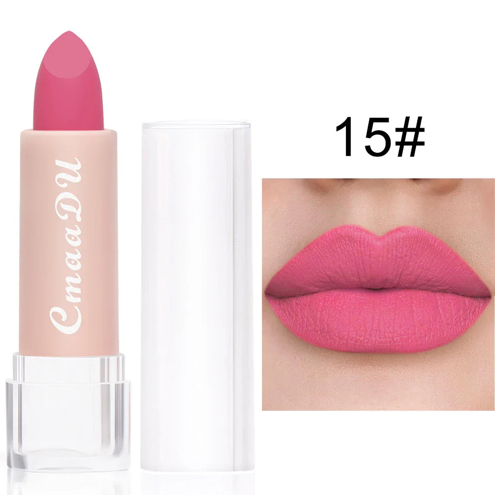1 Pcs Velvet Matte Lipstick Long-Lasting Non-Stick Cup Waterproof Moisturizing Lip Gloss Fashion Classic Shades For Daily & Date