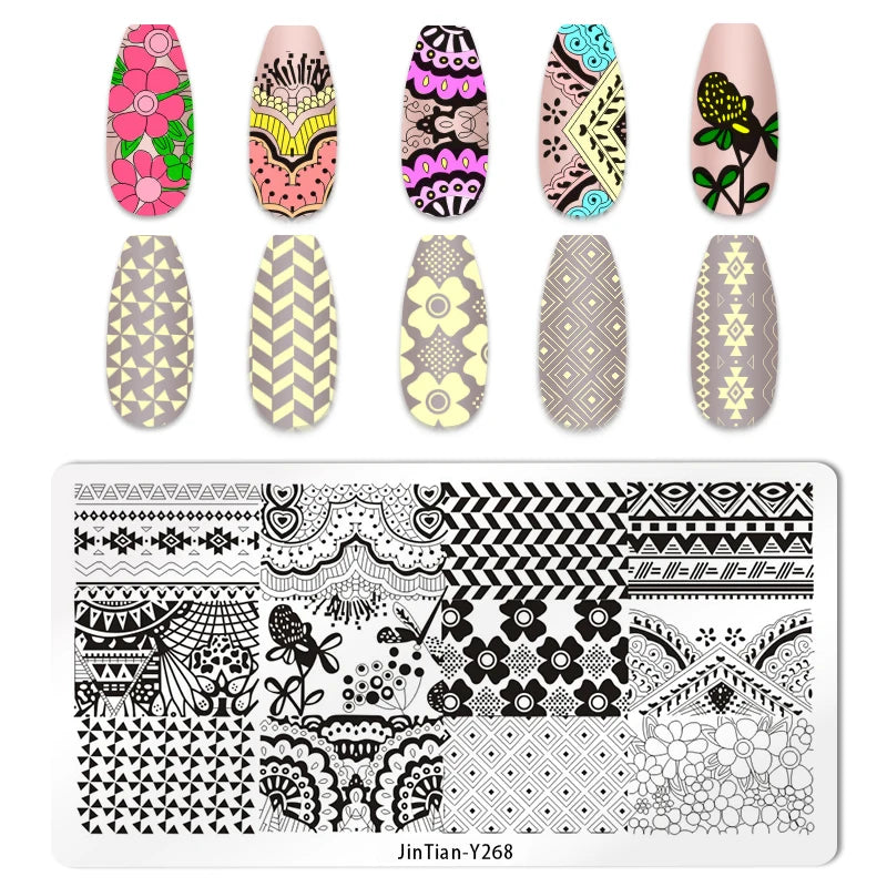 Valentine's Day Nail Stamping Plates Rose Flower Love Theme Nail Art Plate Stainless Steel Halloween Nail Design Stencil Tools