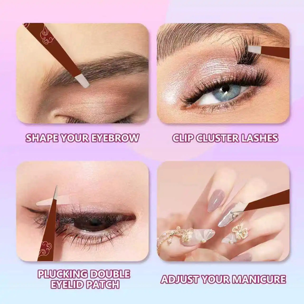 Stainless Steel Tweezer Set 4 Precision Tweezers with Leather Case Ideal Eyebrow Kit Ingrown Hair Tweezers Splinter Removal Kit