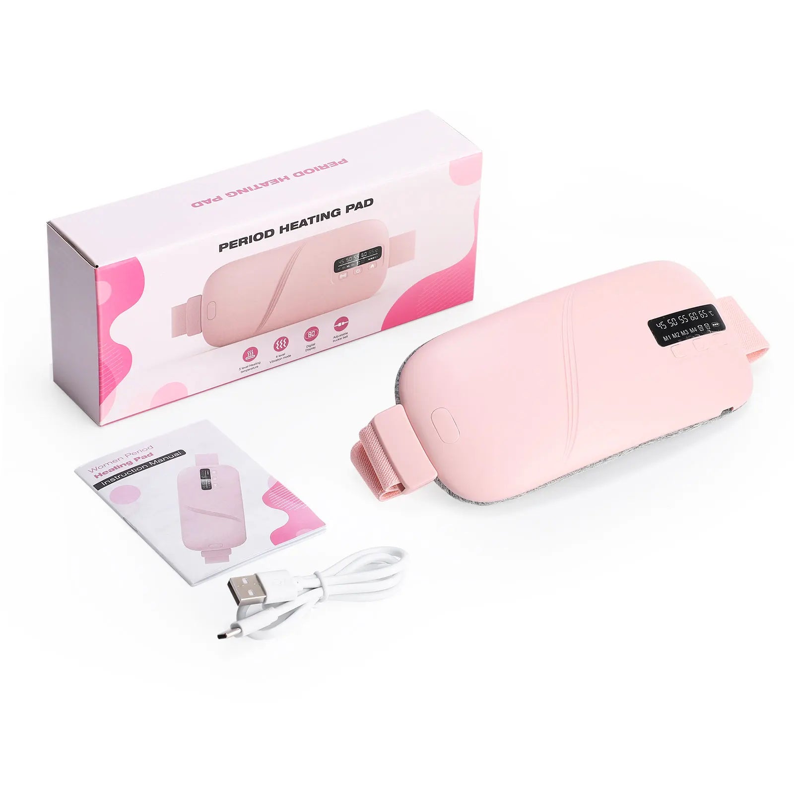 US UK Stock Women Menstrual Heating Pads Effective Hot Compress Period Relief Belt Rechargeable Heated Waist Massager Gifts