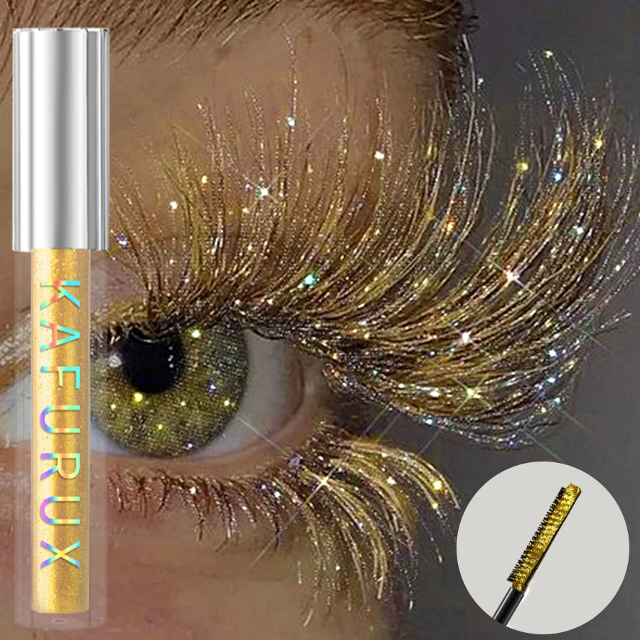 1pc Diamond Shine Waterproof Volume Curl Mascara Glitter Snow Effect,Smudge-proof Eye Makeup for All Skin Types Women Cosmetics