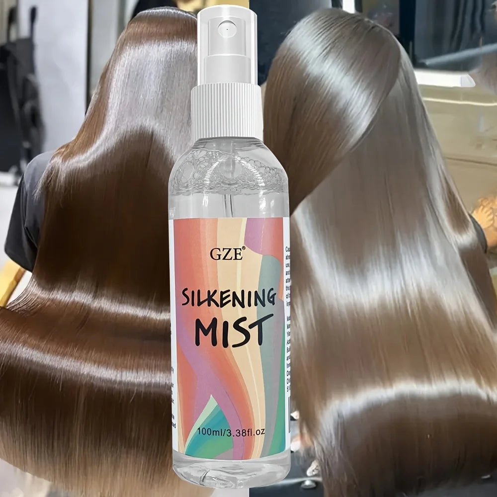 GZE HAIR SILKENING SPRAY Silk Therapy Thermal Shield,tThermal-Pressing Product that Polishes, Silkens, and Smooths Curly Texture