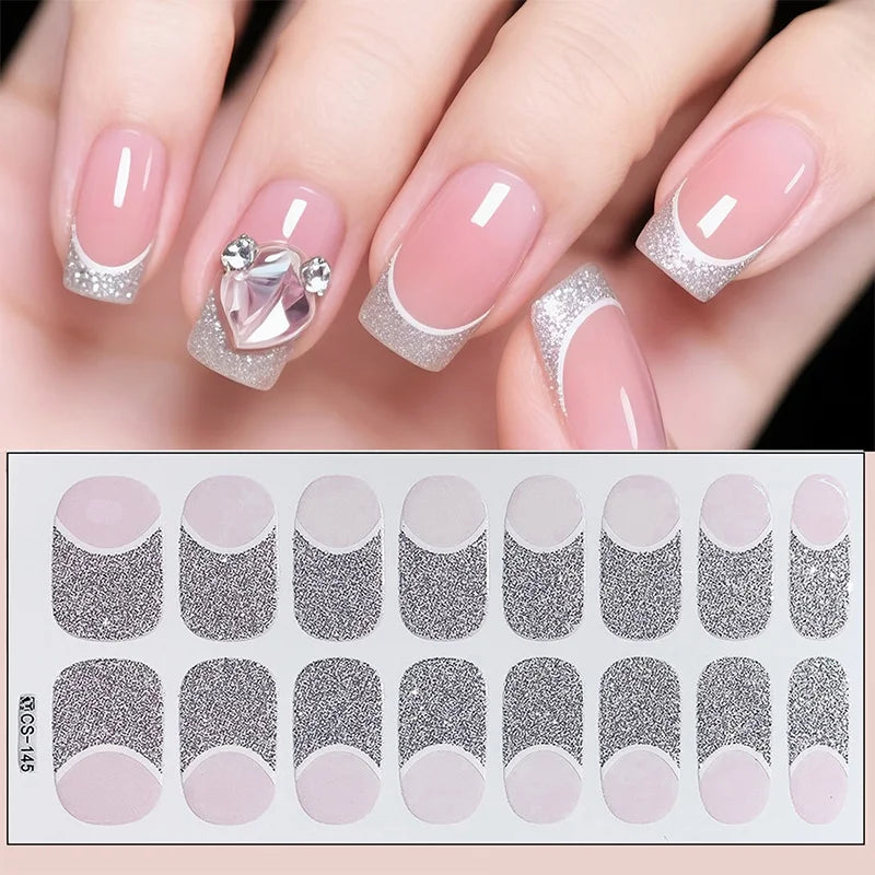 Full Cover Nail Stickers Fashion Nail Polish Nail Decoration Sparkling Glitter Self Adhesive Manicure Designer Nail Art Sticker