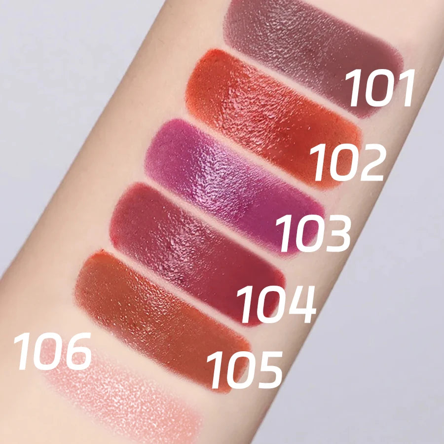 6Colors Makeup Blush Stick Lip Tinted Cooling Water Jelly Tint Jelly Blush Stick Bronzer Cheek and Nose Grooming Matte Blush