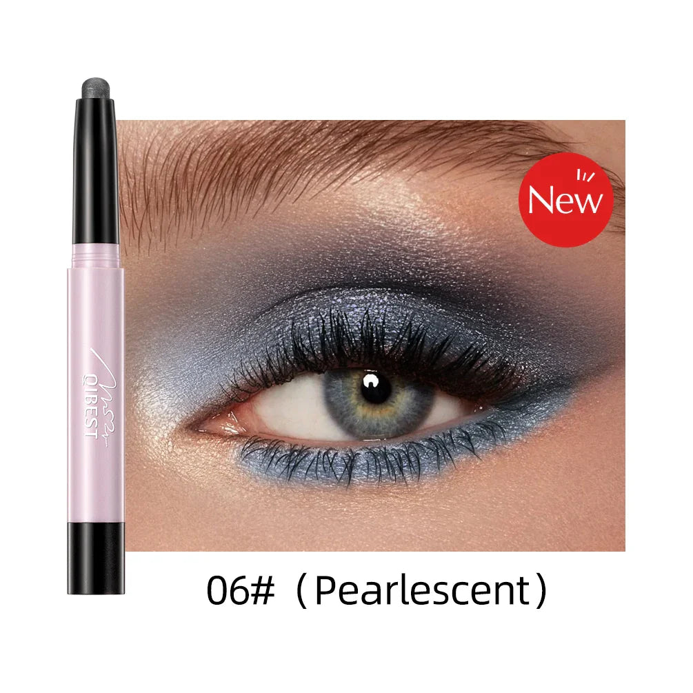 QIBEST Pearlescent Silkworm Eyeshadow Pen Waterproof Eyeshadow Pencil Glitter Matte Nude Gold Eye Shadow Pen Pigment Cosmetics