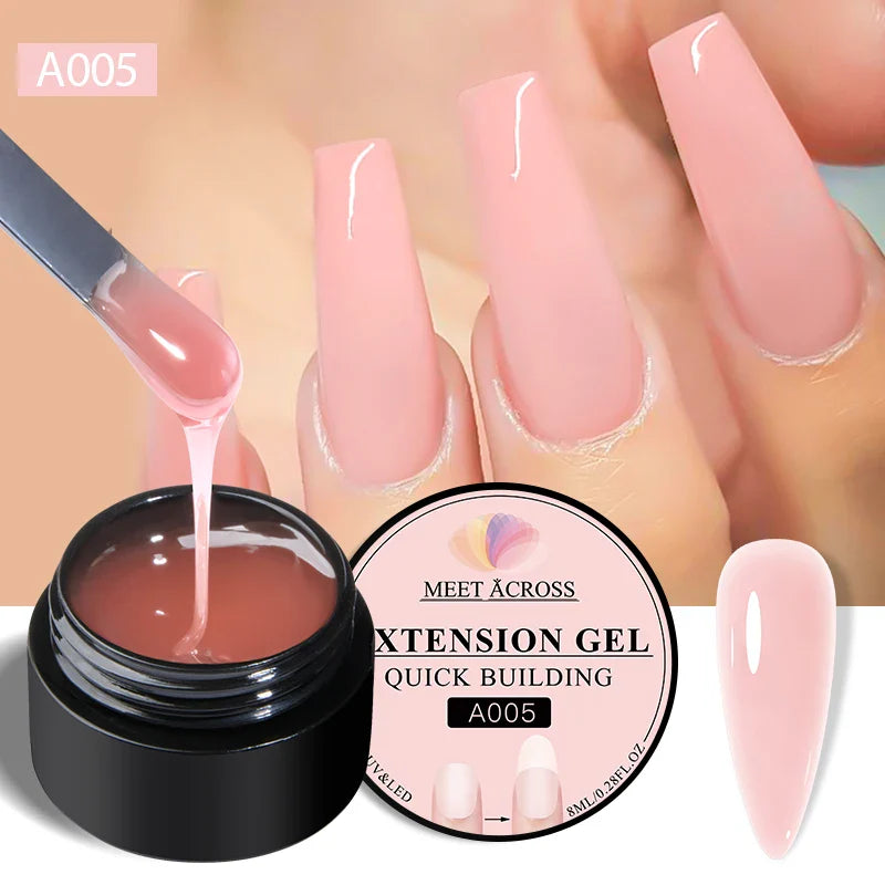 MEET ACROSS 8ml Milk White Quick Extension Gel Nail Polish Vernis Semi Permanent Soak Off Nail Art UV Gel LED Varnish Nails
