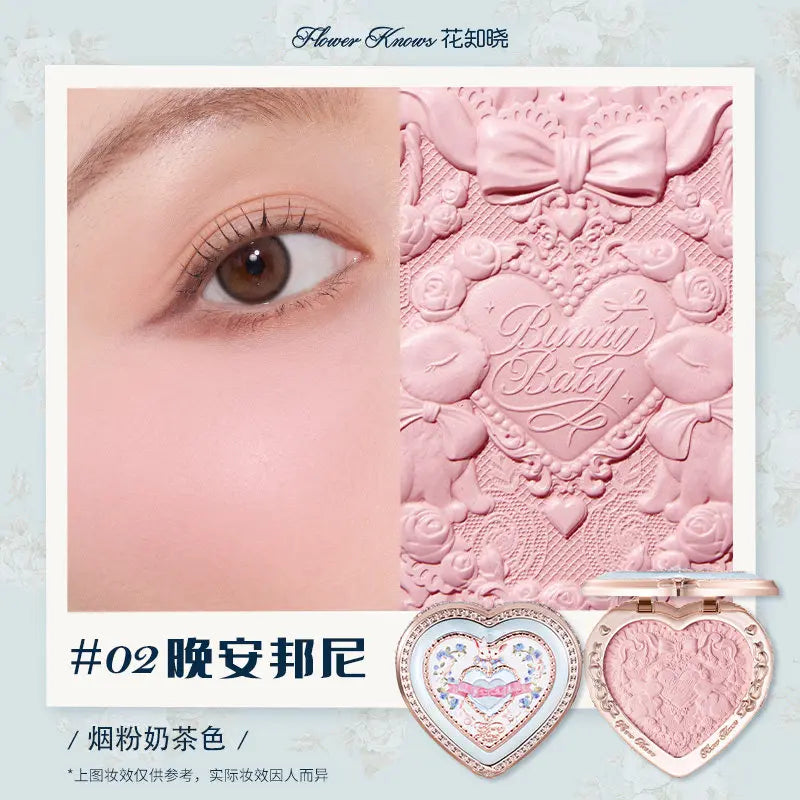 Flowerknows Garden Rose Blush Powder Blusher for Cheeks,Cruelty Free Makeup - Shape,Contour Face for A Natural Matte Finish