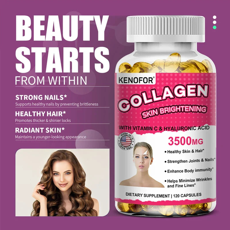 Vital Vitamins Collagen - Biotin, Hyaluronic Acid, Vitamin C - Collagen for Women - Anti-Aging Hair, Skin, Nails Beauty Complex