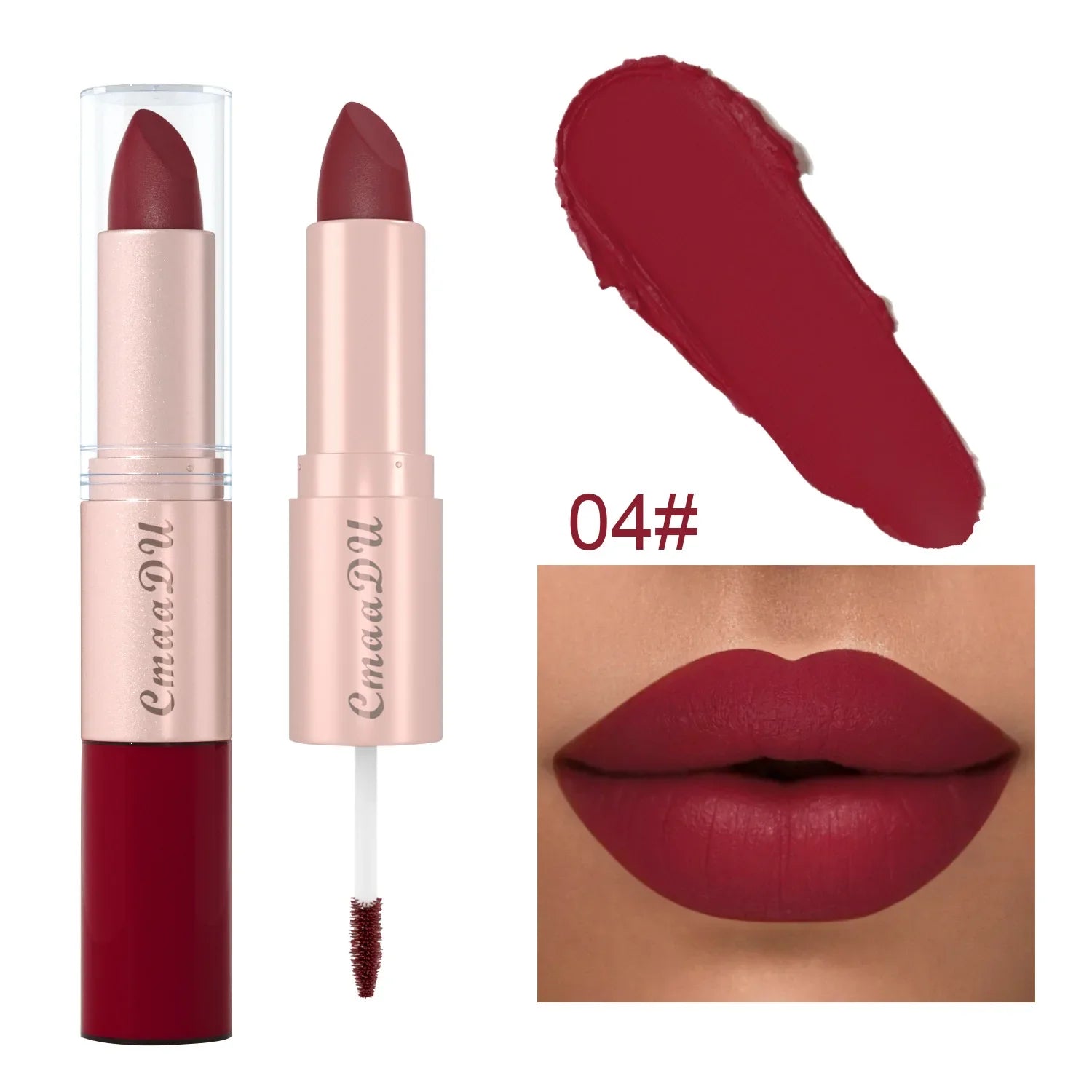 Double Ended Matte Lipstick Waterproof Nude Matte Velvet Glossy Lip Gloss Lip Balm Sexy Red Lip Tint Women Fashion Makeup Gift